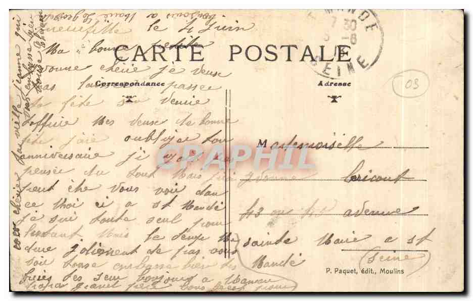 CPA Moulins La Cathedrale le Musee Mantin et la prison  — Verso