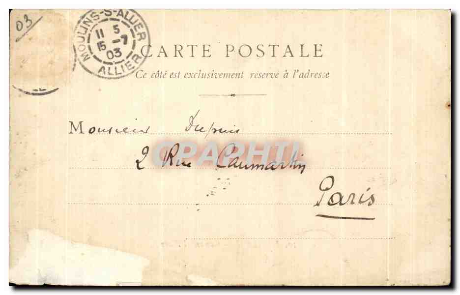 CPA Moulins Caserne Villars Militaria — Verso
