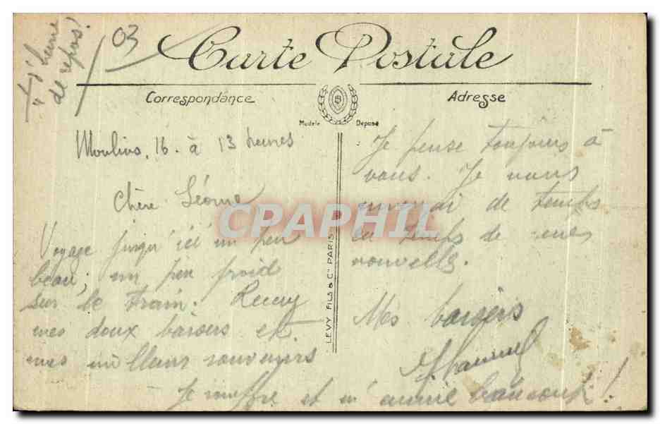 CPA Moulins Ed Rue de l Horloge et la Tour Jaceumart — Verso