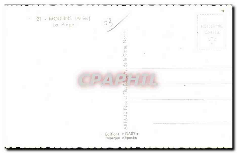CPA Moulins Allier La Plage — Verso