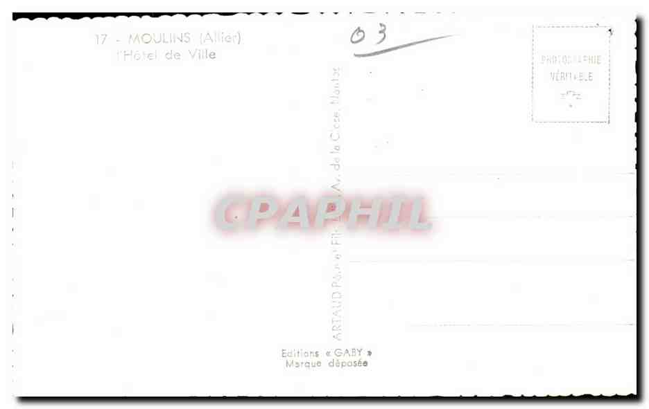 CPA Moulins Allier Hotel de Ville — Verso
