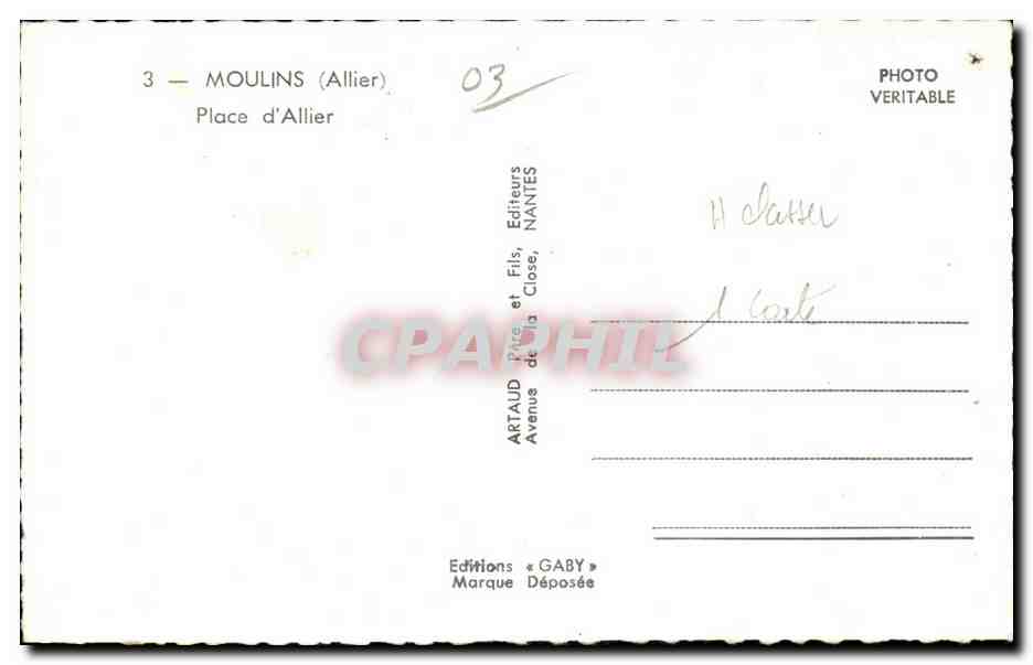 CPA Moulins Allier Place d Allier — Verso