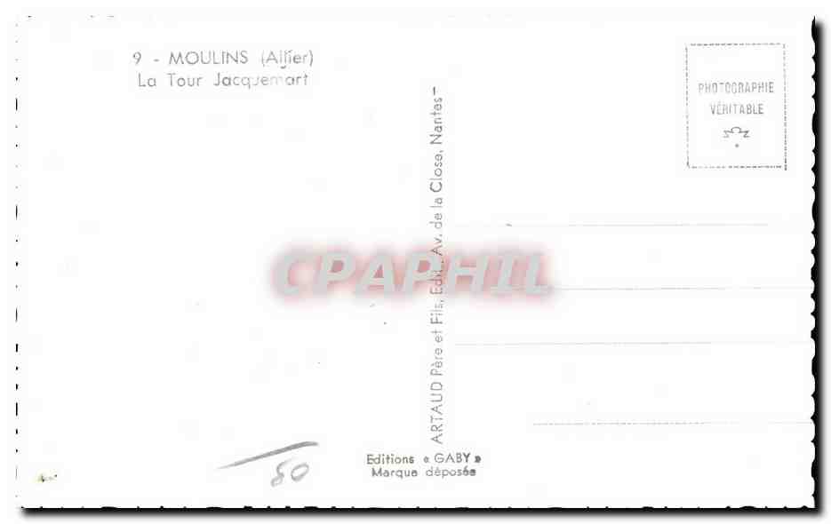 CPA Moulins Allier La Tour Jacquemart — Verso