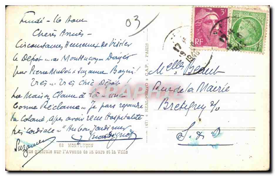 Vue aérienne de Montluçon — éditeur Cap, n° (47) — Reverso