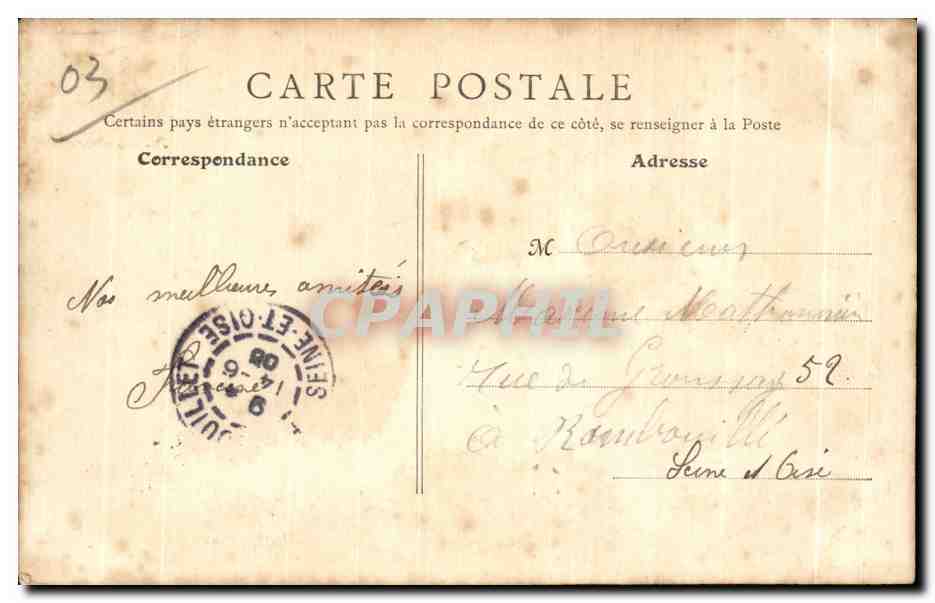 CPA Montlucon Vieux Chateau et Casernes — Rückseite
