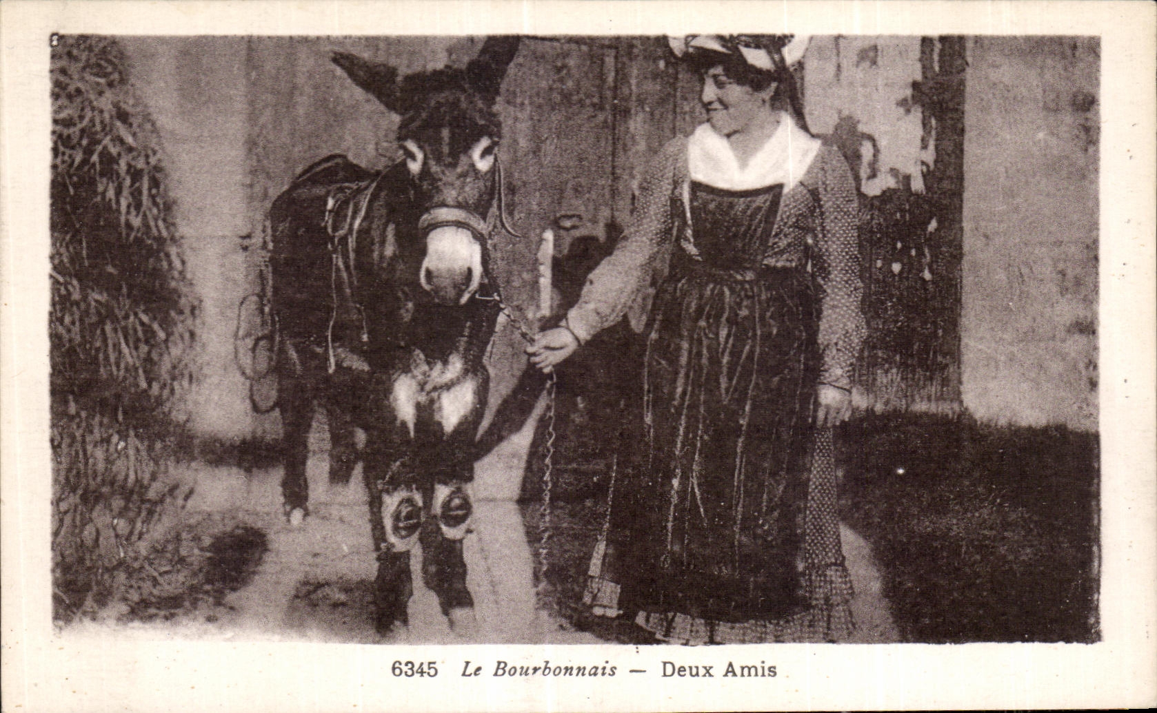 CPA Le Bourbonnais deux Amis Ane Donkey Folklore Costume 
