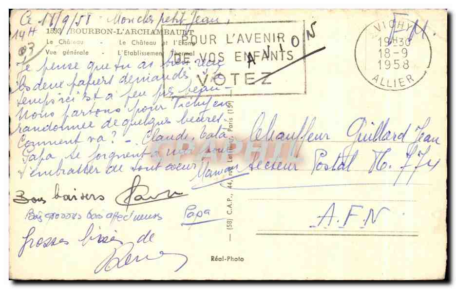 CPA Bourbon l Archambault  — Verso