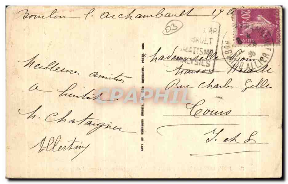 CPA Bourbon l Archambault L Etablissement thermal et le Parc — Verso
