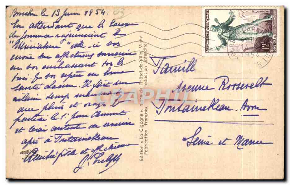 CPA Bourbon l Archambault Vue Generale et Le Chateau — Verso