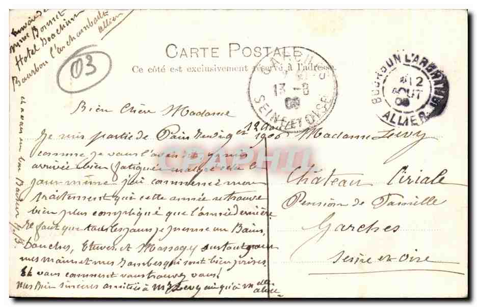 CPA Bourbon l Archambault Etablissement thermal — Verso