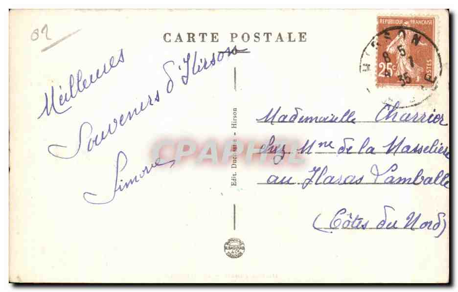 CPA Hirson Aisne Les Promenades — Rückseite