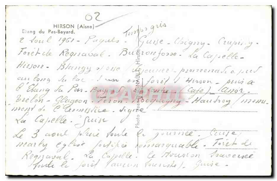 CPA Hirson Aisne Etrang du Pas Bayard — Rückseite