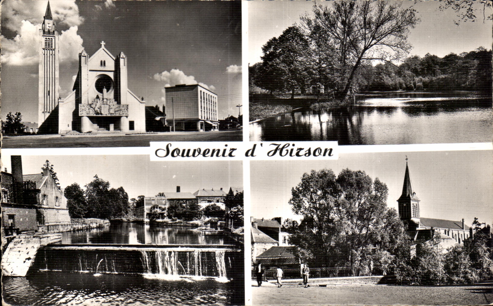CPA Hirson La Nouvelle eglise Etang de Blangy Bords du Gland Notre Dame de Lourdes