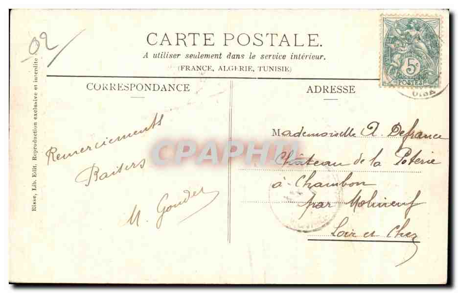 Villers-Cotterêts - Le Parc, Allée des Soupirs — éditeur Riase, n°29 — Back