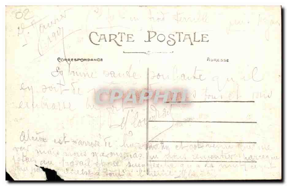 CPA Rocourt St Martin Aisne Entree du Village venant de Chateau Thierry — Verso