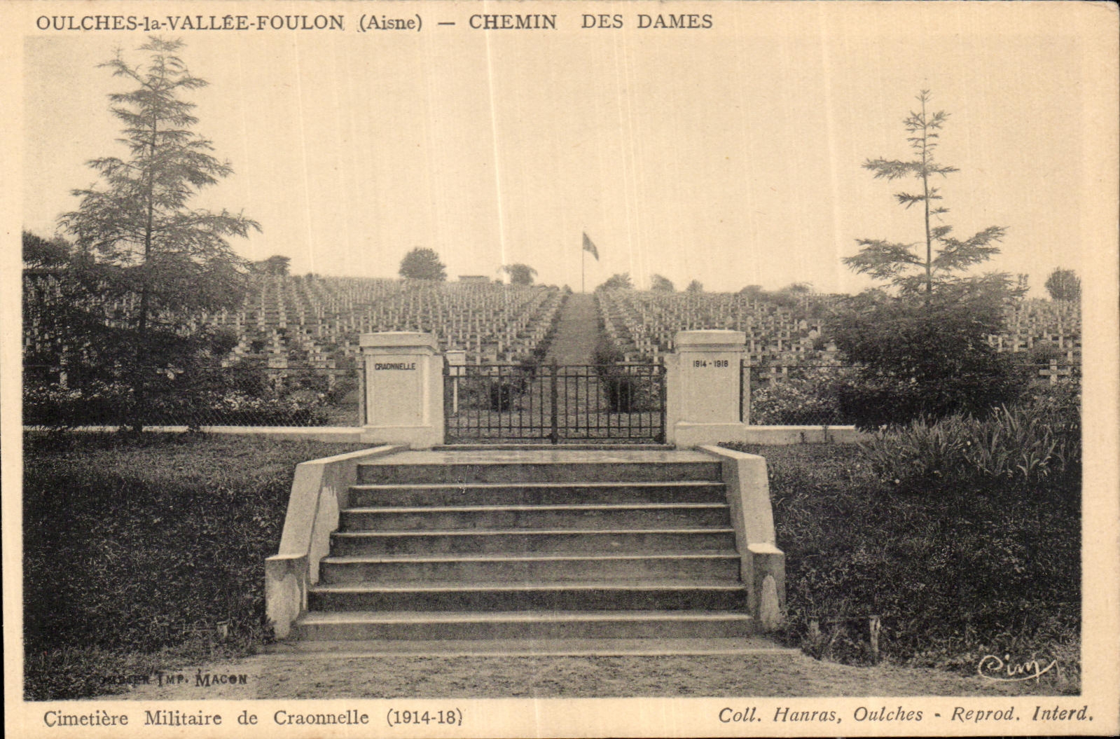 Oulches-la-Vallée-Foulon (Aisne) — Chemin des Dames — Cimetière Militaire de Craonnelle (1914-18)