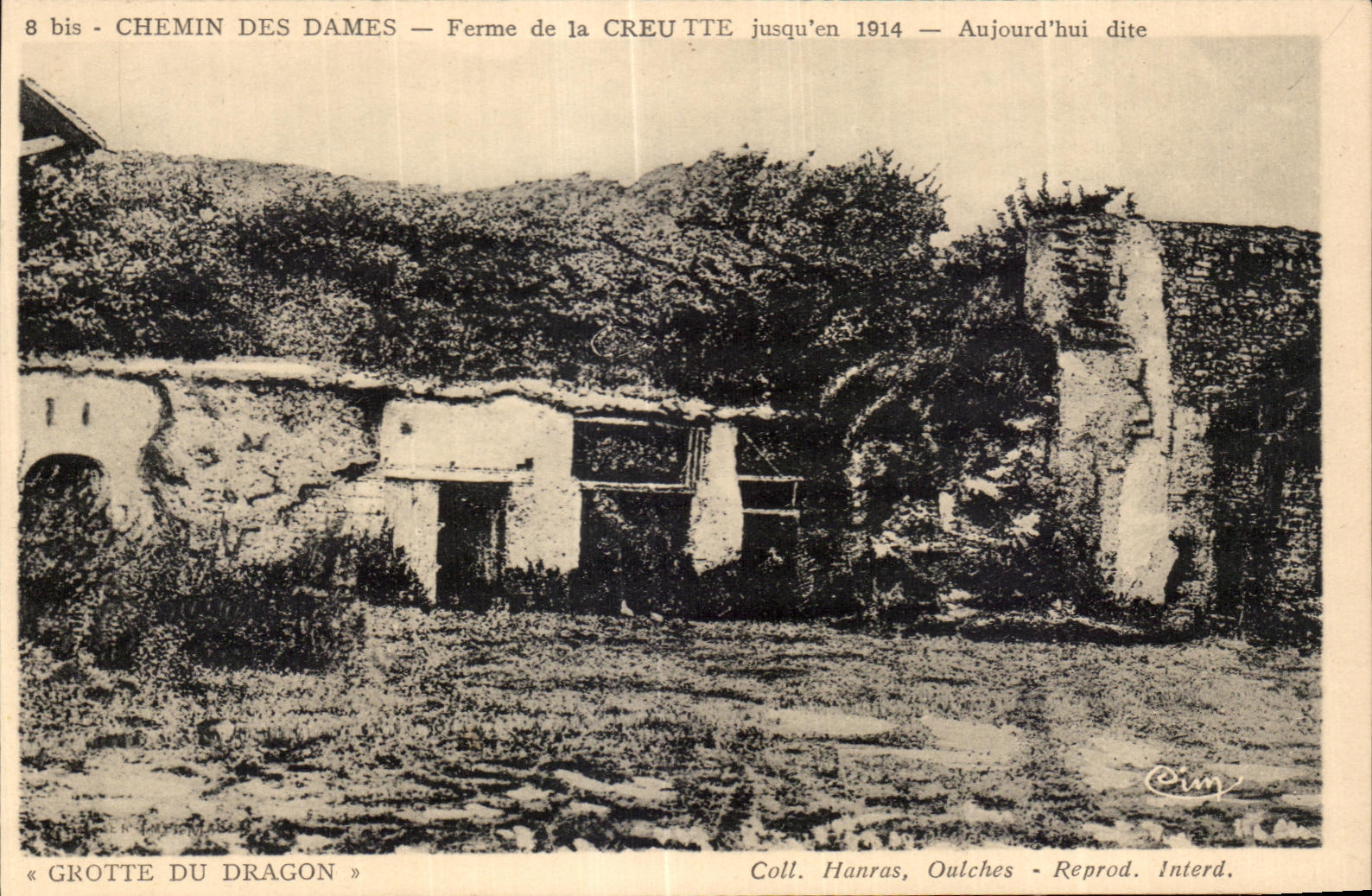 CPA Chemin des Dames Grotte du Dragon Militaria
