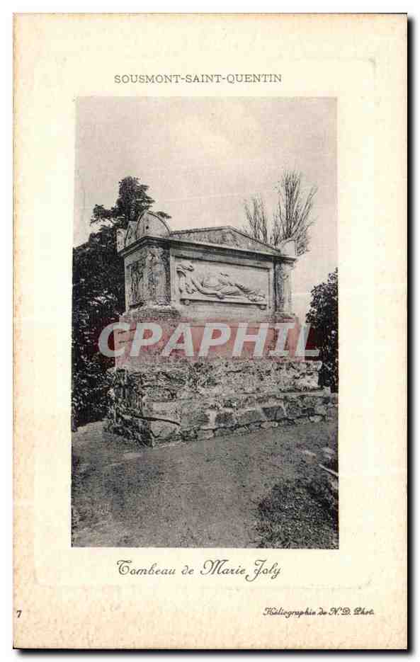 Tombeau de Marie Joly — Sousmont-Saint-Quentin — Héliographie de N.D. Phot.