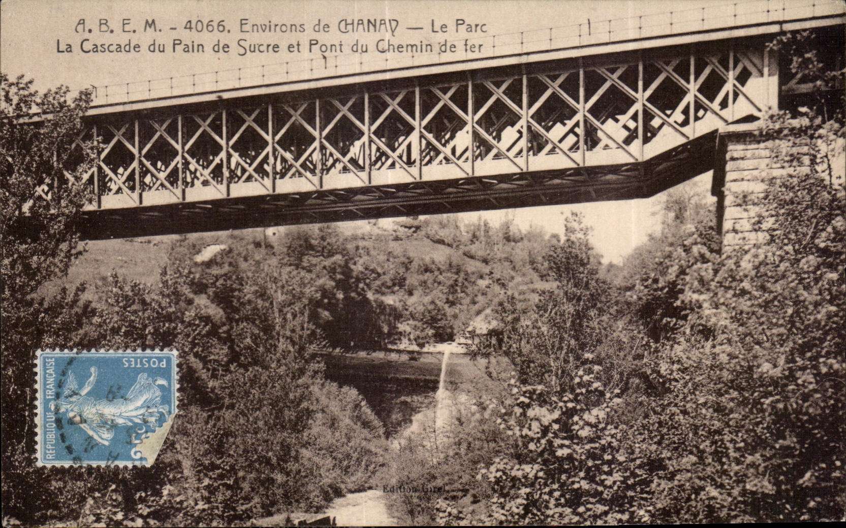 CPA Environs de Chanay le Parc La cascade du pain du sucre et pont du chemin de fer