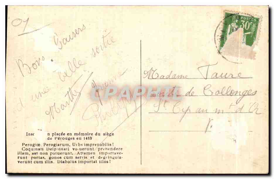 CPA Vielle porte forte Perouges — Rückseite