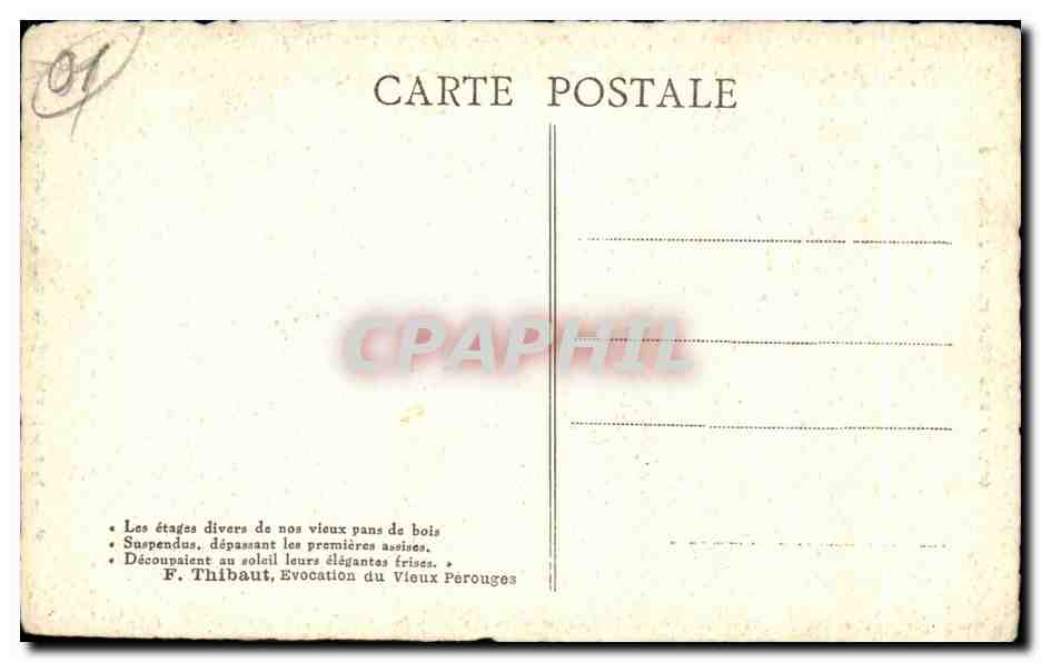 CPA Perouges La Cite de la Perouges Ain La vieille hostellerie  — Rückseite
