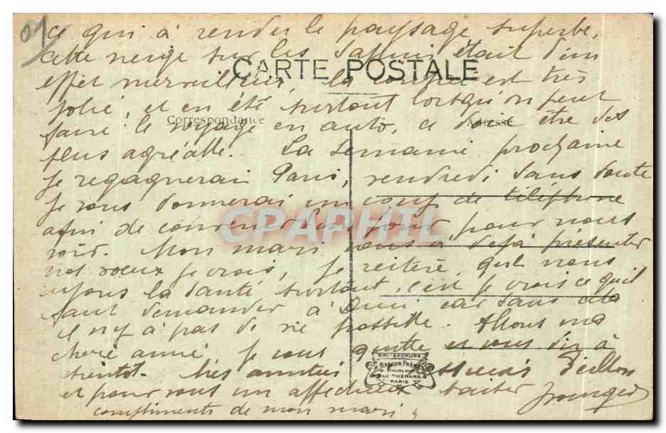 CPA Route d Hauteville Maison de secours — Rückseite