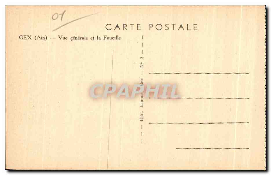 CPA Gex Ain Vue generale et la Faucille — Rückseite
