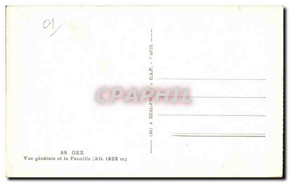 CPA Gex Vue Generale et la Faucille — Rückseite