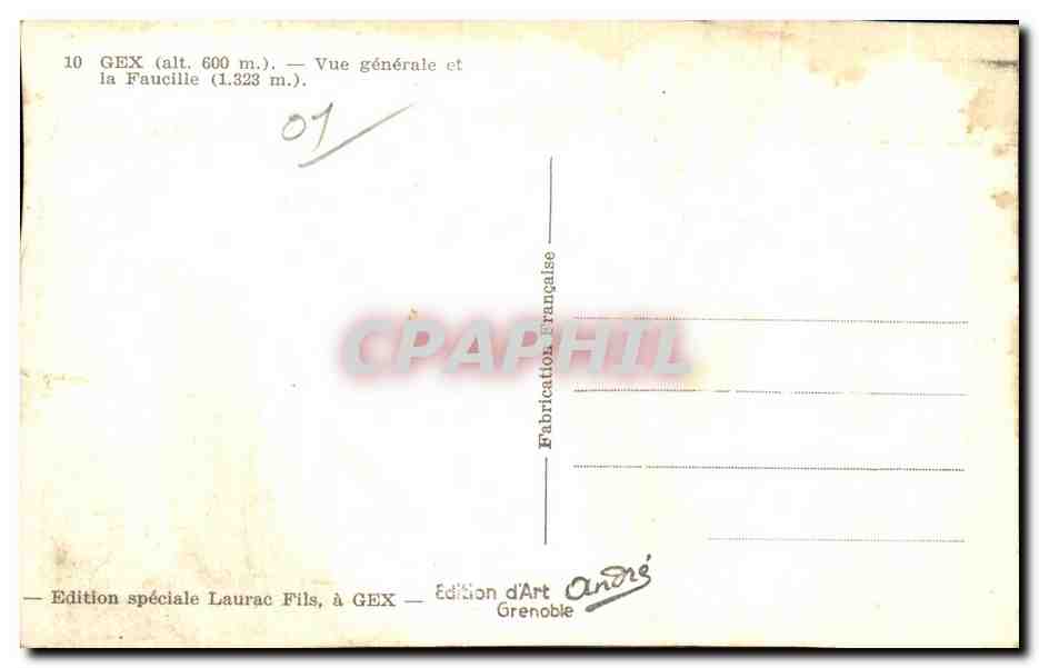 CPA Gex Vue Generale et la Faucille — Rückseite
