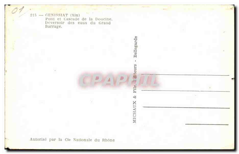 CPA Genissiat Ain Pont et Cascade de la Doucine — Rückseite
