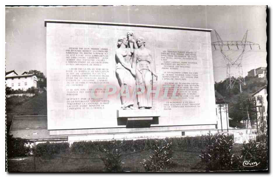 CPA Barrage de Genissiat Ain Monument commemoratif