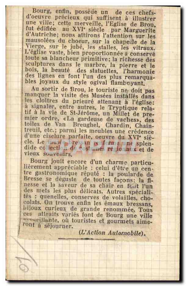 CPA Bourg en Bresse Ain Place de l Hotel de Ville — Rückseite