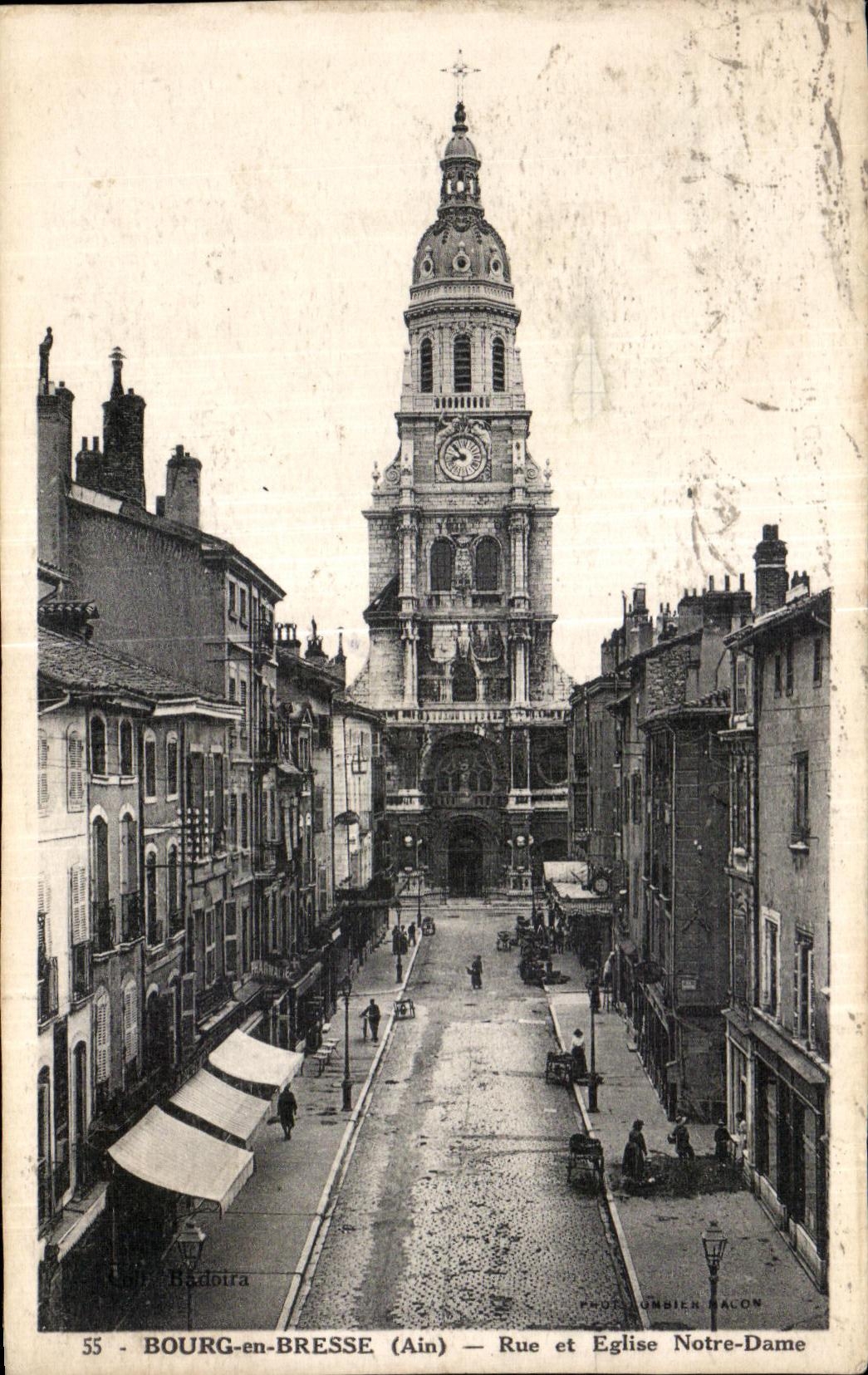 Bourg-en-Bresse (Ain) — Rue et Église Notre-Dame — Phot. Umbier Bacon n°55