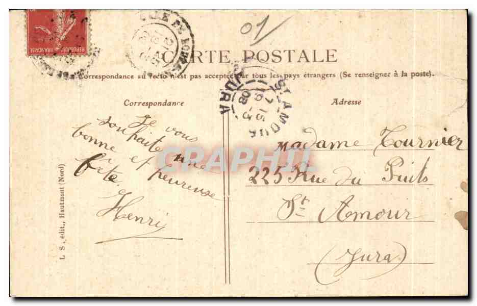 CPA Un Baiser de Bourg — Rückseite