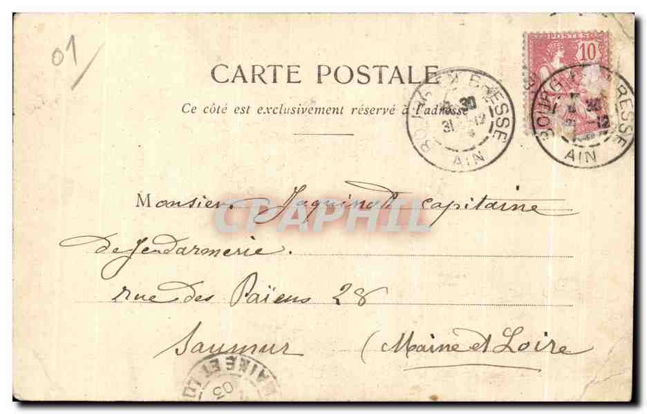CPA La Grande veille en Bresse Folklore Costume Musique Fileuse — Verso