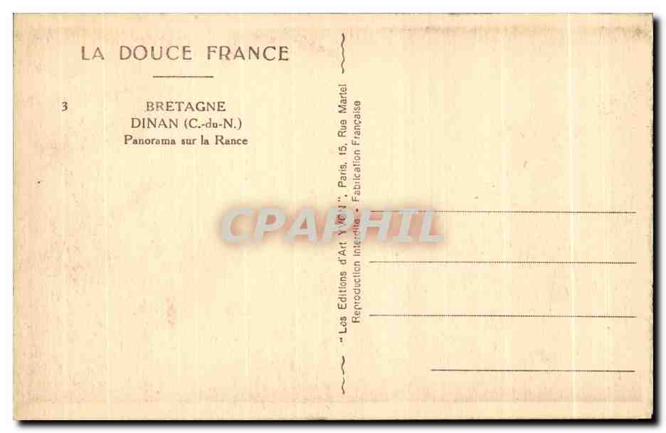 Dinan (C.-du-N.) — Panorama über die Rance — Éditions d'Art Yvon, Paris — Rückseite