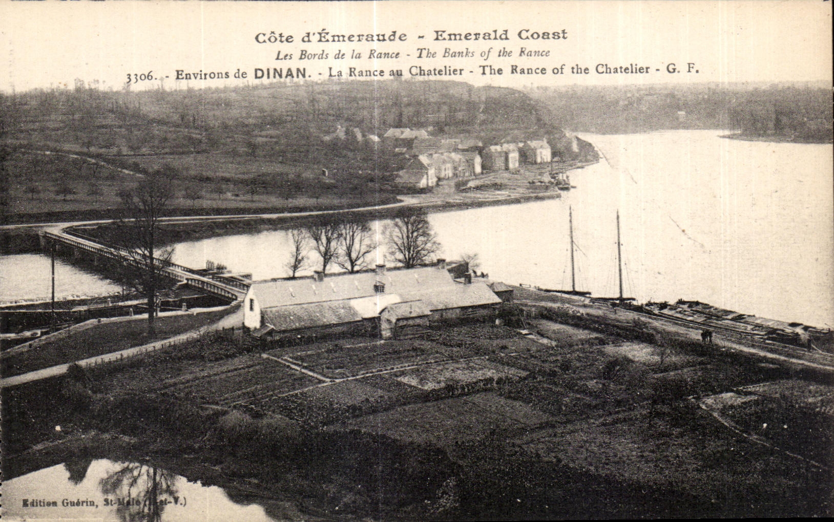 Côte d'Émeraude - Emerald Coast — Les Bords de la Rance - The Banks of the Rance - The Rance of the Chatelier - G. F. — Édition Guérin, St-Malo (Il-V.)