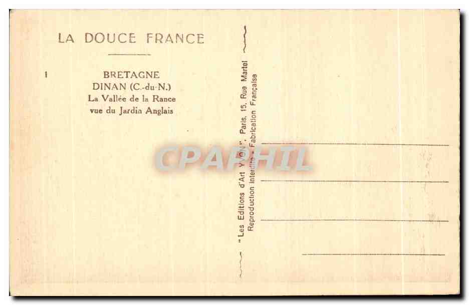 Dinan (C.-du-N.) — La Vallée de la Rance vue du Jardin Anglais — Les Éditions d'Art YON, Paris — Verso