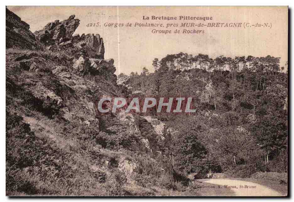 Gorges de Poulancré nahe MUR-de-BRETAGNE (C.-du-N.) — Gruppe von Felsen — Sammlung A. Waron, St-Briouic