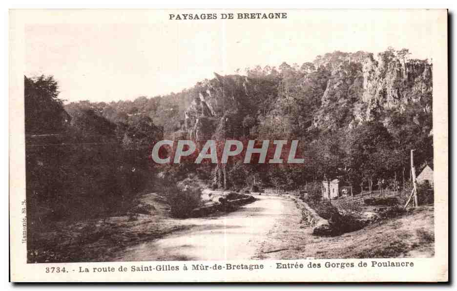 CPA Paysages De Bretagne La route de Saint Gilles a Mur de Bretagne Entree des Gorges de Poulancre