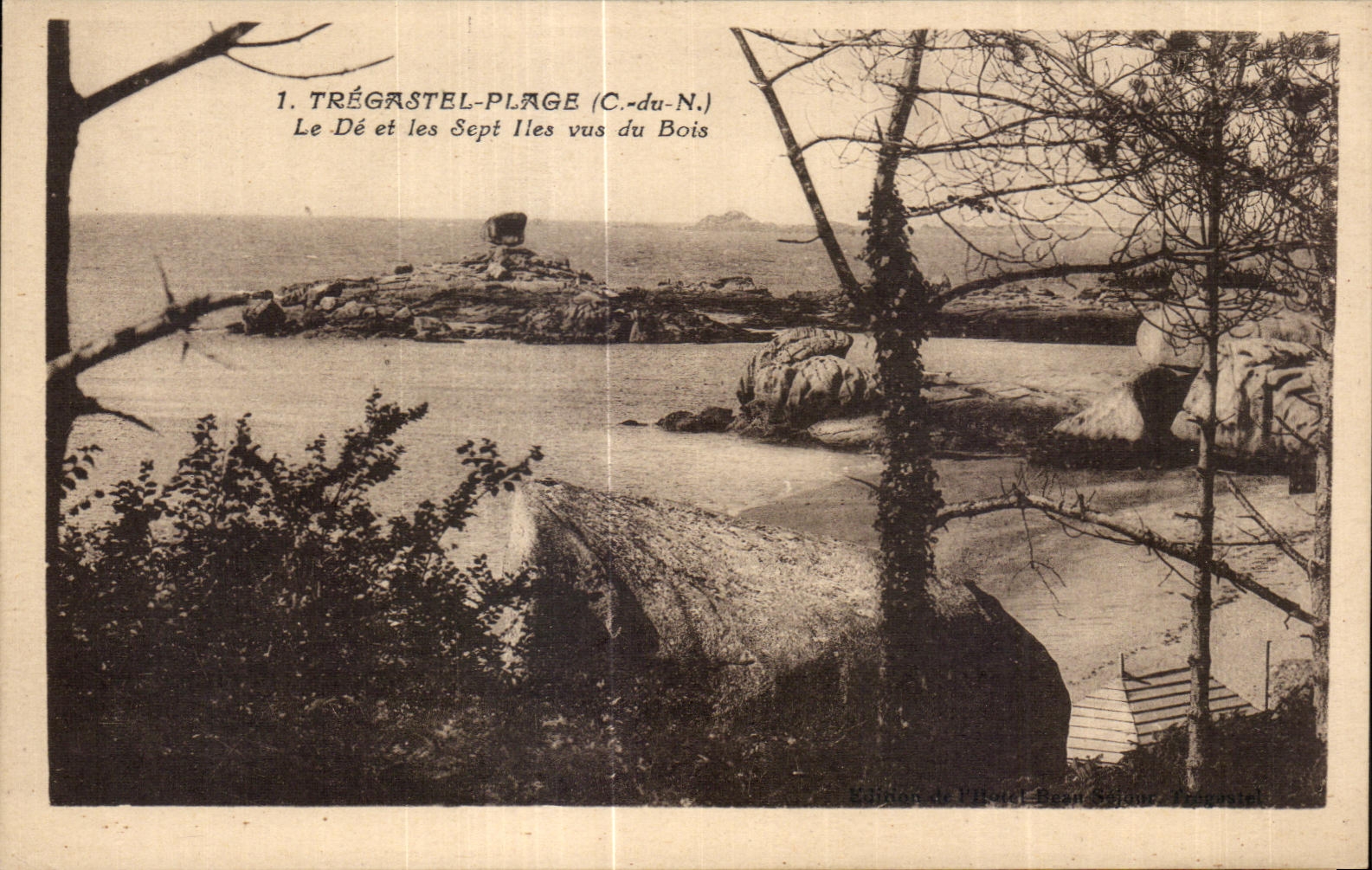 Trégastel-Plage (C.-du-N.) — Le Dé et les Sept Îles vus du Bois — Édition de l'Institut Beau Séjour, Trégastel