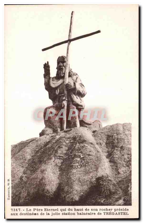 Le Père Eternel — statue sur rocher à Trégastel — éditeur Hamon, n° 7317