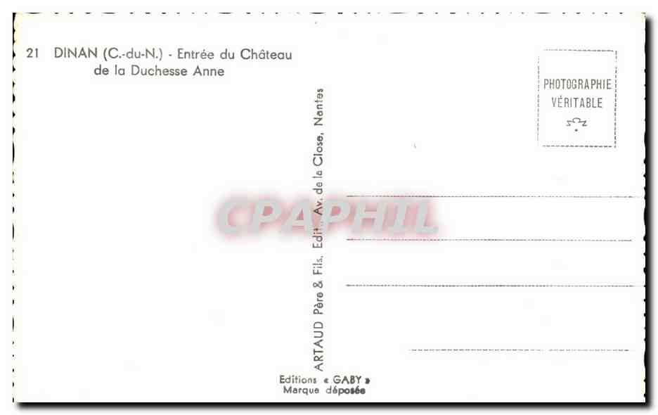 Dinan (C.-du-N.) — Entrée du Château de la Duchesse Anne — Éditions Gaby — Reverso