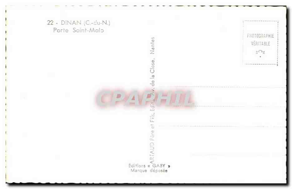Porte Saint-Malo — Dinan (C.-du-N.) — Éditions Gaby — Rückseite