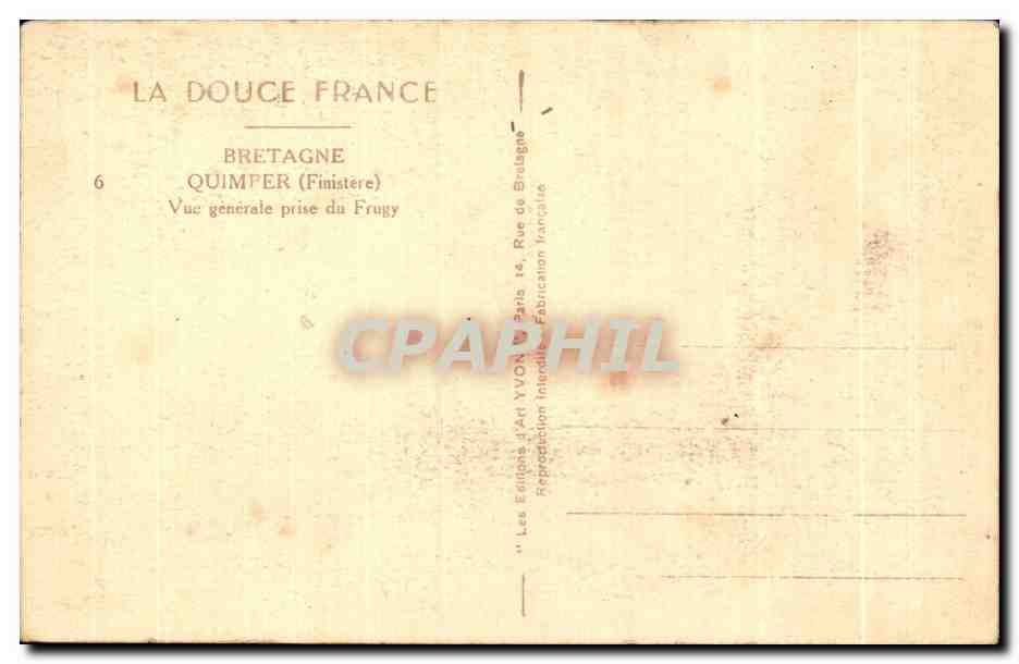 CPA Quimper Vue generale prise du Frugy — Rückseite