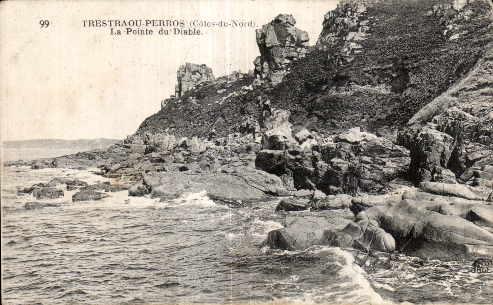 Trestraou-Perros (Côtes-du-Nord) — La Pointe du Diable — éditeur Neurdein Frères, n° 99