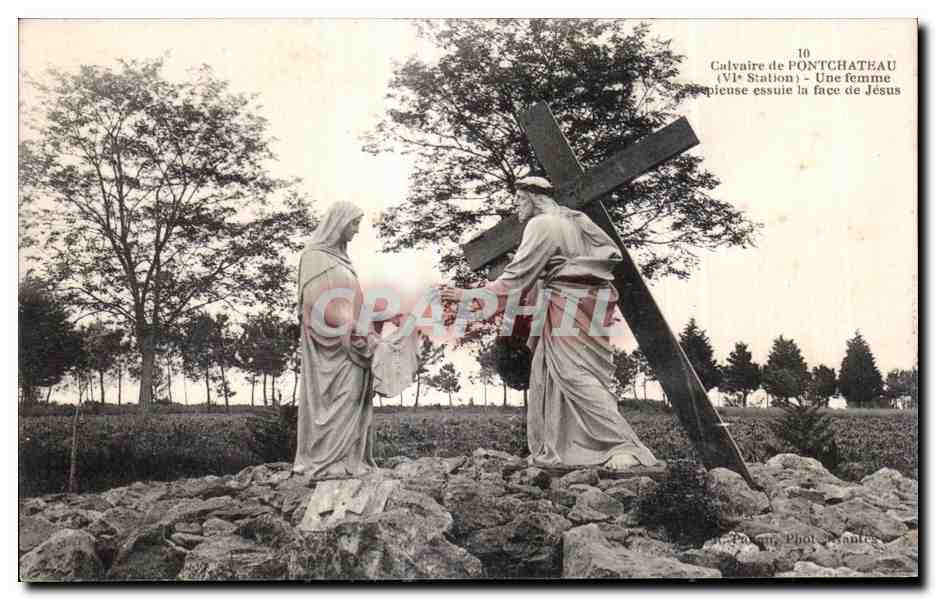 Calvary von Pontchâteau — Sechste Station — Eine Frau wischt das Gesicht Jesu — Foto. Charles