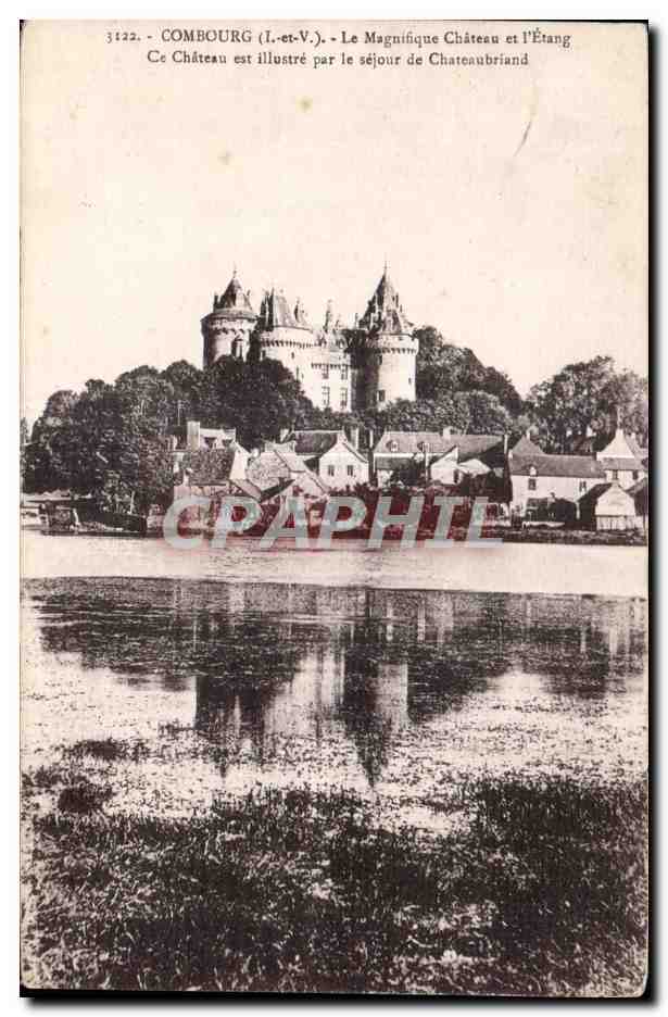 CPA Combourg Le Magnifique Chateau et l etang Ce Chateau est illustre par le sejour de Chateaubriand