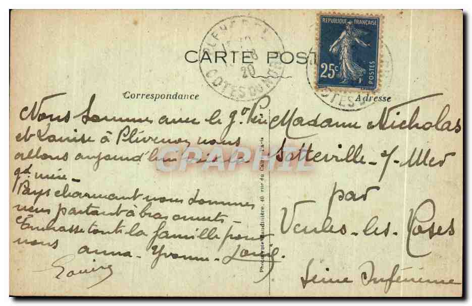 Le Cap Fréhel (C.-du-N.) — Phare, Sémaphore et Pointe extrême — Vue prise de la Pointe du Jas. Une des merveilles de la Côte d'Émeraude — Reverso