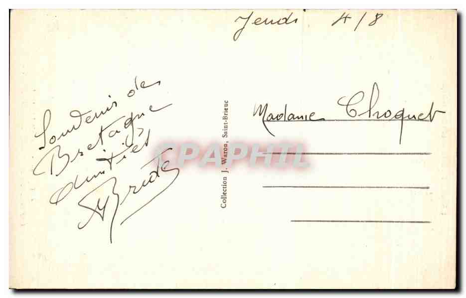 Cap Fréhel — Une Déchirure des falaises, hautes de 70 mètres — A.W. - 2923 — Reverso